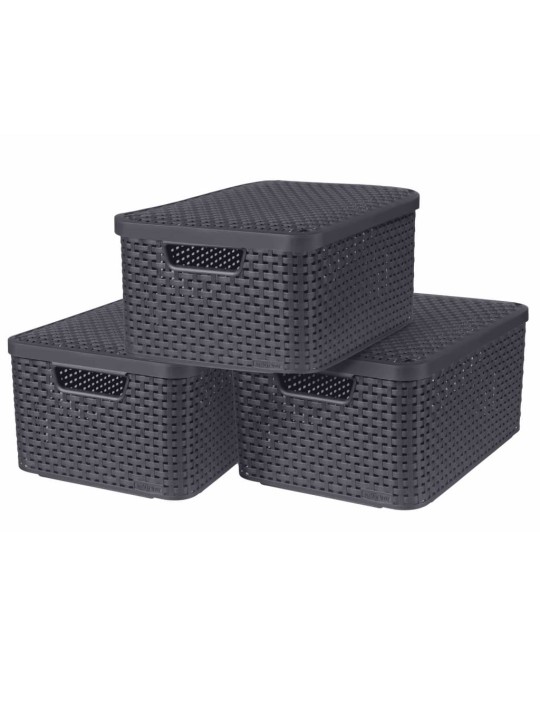 Curver Úložné boxy Style s víkem 3 ks velikost M antracitové