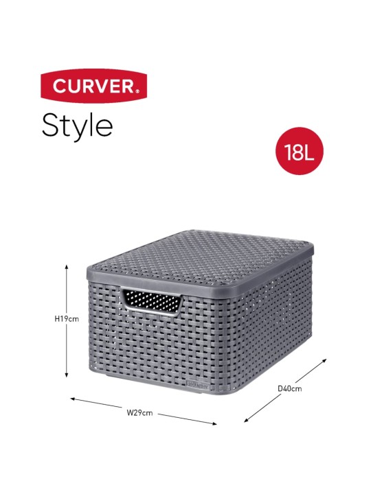 Curver Úložné boxy Style s víkem 3 ks velikost M antracitové