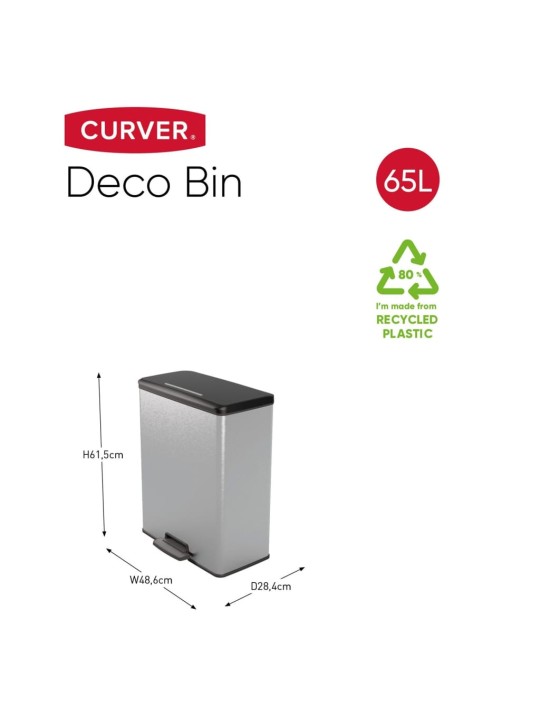 Curver Pedálový odpadkový koš Deco 65 l stříbrný