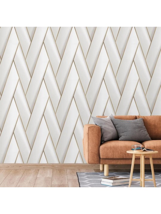 Dutch wallcoverings tapeta geometric bílá a zlatá