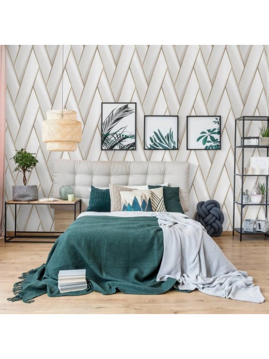 Dutch wallcoverings tapeta geometric bílá a zlatá