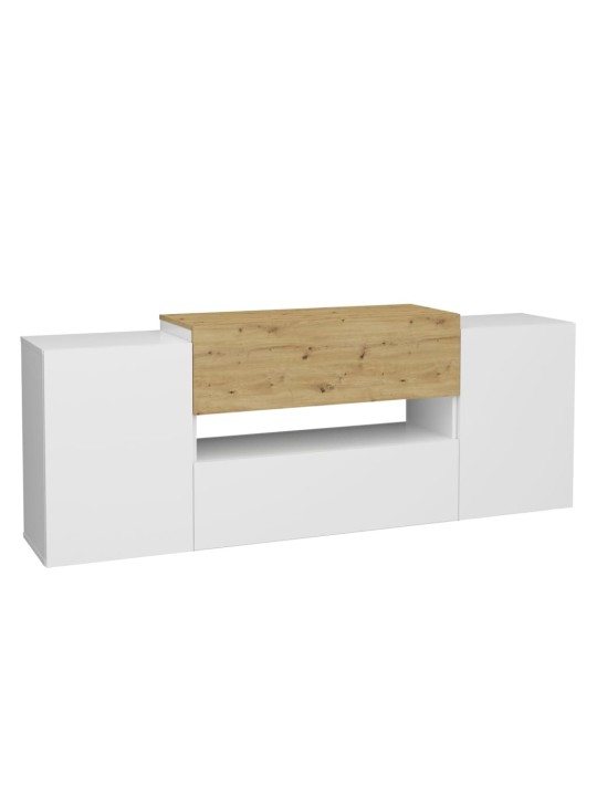 FMD TV/Hi-Fi skříňka 182x33x70,2 cm bílá a dub artisan