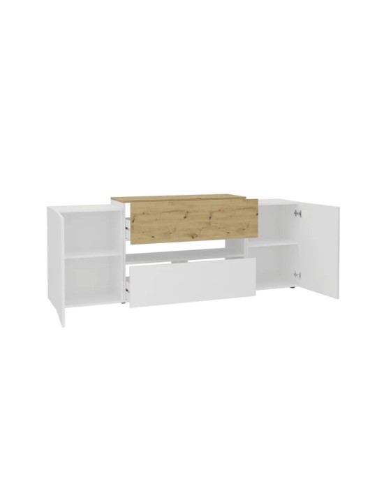 FMD TV/Hi-Fi skříňka 182x33x70,2 cm bílá a dub artisan