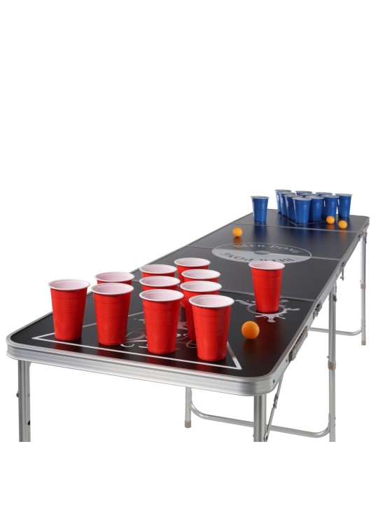 HI Skládací stůl na beer pong výškově nastavitelný černý