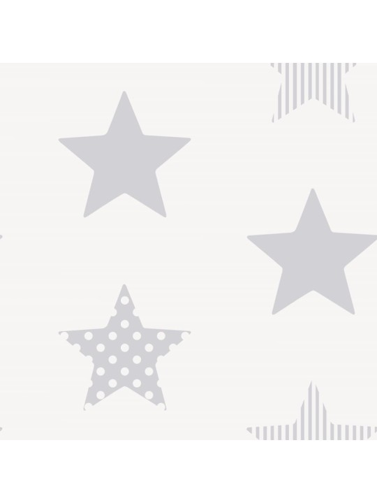 425342 Kids at Home Wallpaper "Superstar" Silver and White