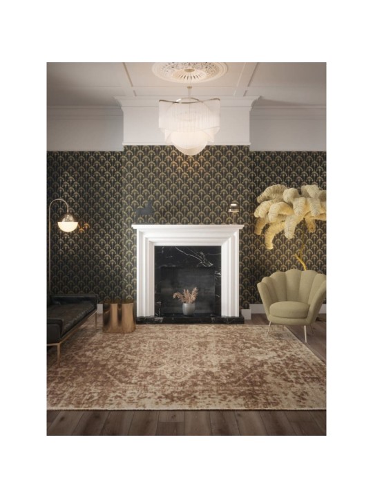 DUTCH WALLCOVERINGS Tapeta Palm Palace černá a zlatá