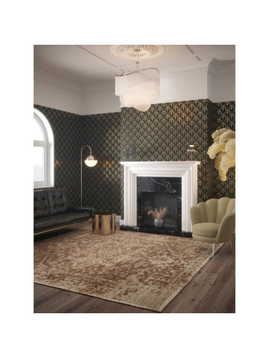 DUTCH WALLCOVERINGS Tapeta Palm Palace černá a zlatá
