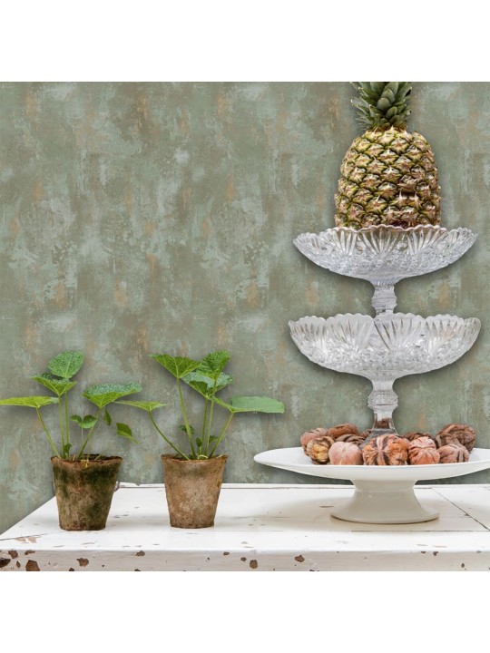 DUTCH WALLCOVERINGS Tapeta betonový vzor zelená TP1010