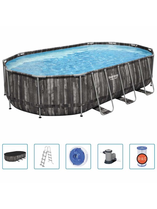 Bestway power steel bazénový set oválný 488 x 305 x 107 cm