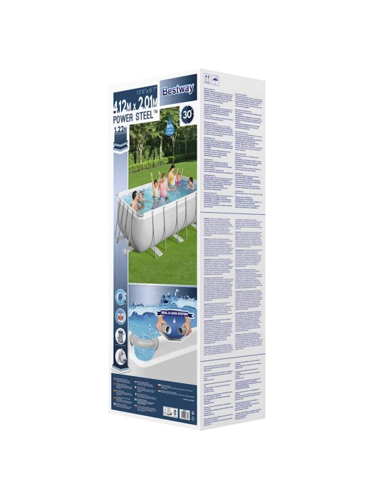 Bestway bazénový set power steel obdélníkový 412 x 201 x 122 cm