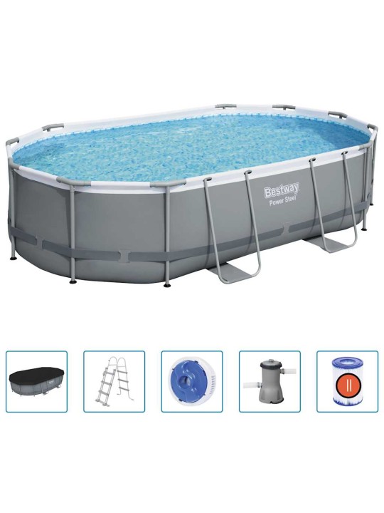Bestway power steel bazénový set oválný 488 x 305 x 107 cm