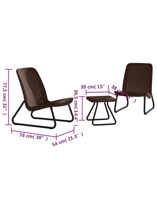 Keter Set nábytku na terasu 3 kusy Rio cappuccino 218157