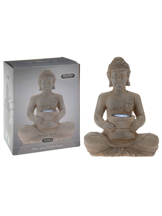 Progarden polystone buddha se solárním světlem