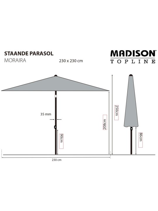 Madison zahradní slunečník moraira 230 x 230 cm ecru