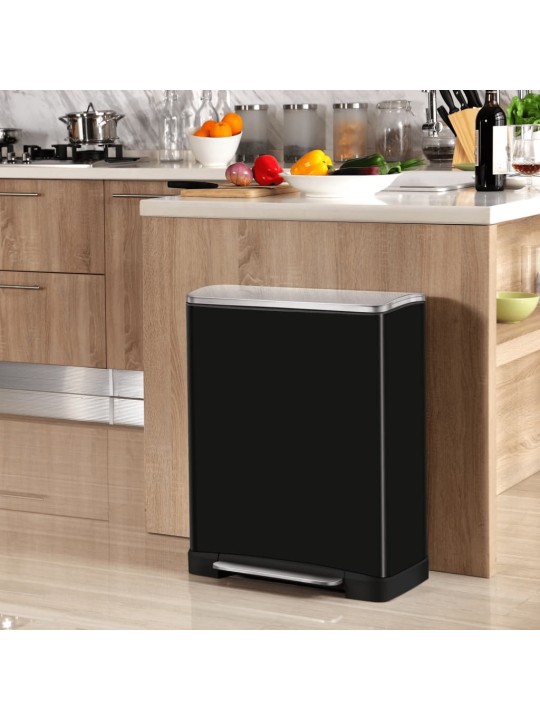 Eko pedálový odpadkový koš e-cube 50 l matně černý
