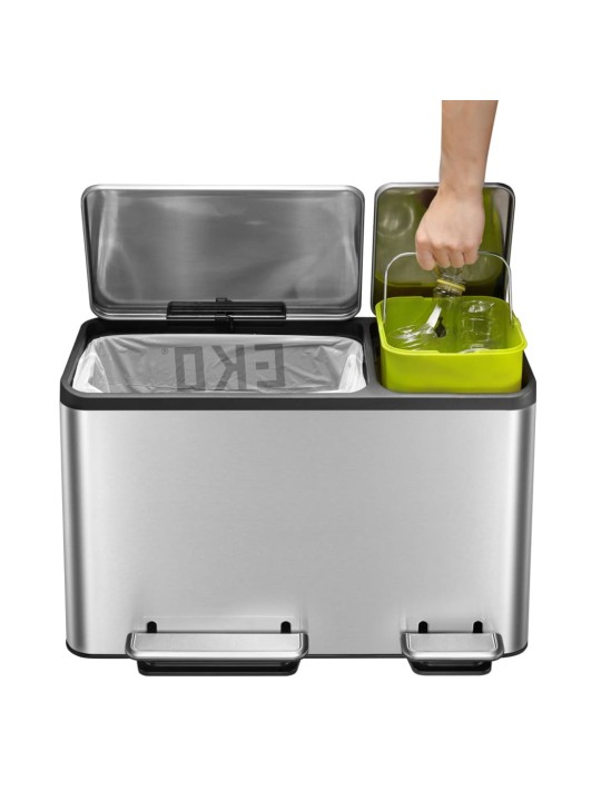 Eko pedálový odpadkový koš ecocasa 30 + 15 l matně stříbrný