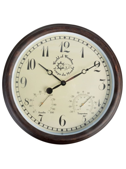 Esschert design hodiny s teploměrem a vlhkoměrem 30,5 cm tf008