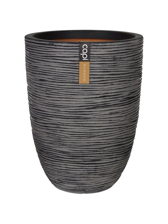 Capi Květináč Nature Rib elegantní nízký 46x58 cm antracitový KOFZ783