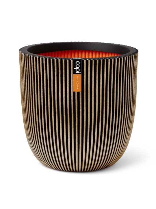 Capi květináč groove 43 x 41 cm černý a zlatý
