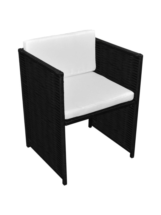 3dílný bistro set s poduškami polyratan černý