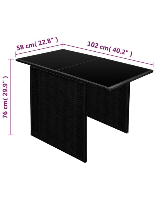 3dílný bistro set s poduškami polyratan černý