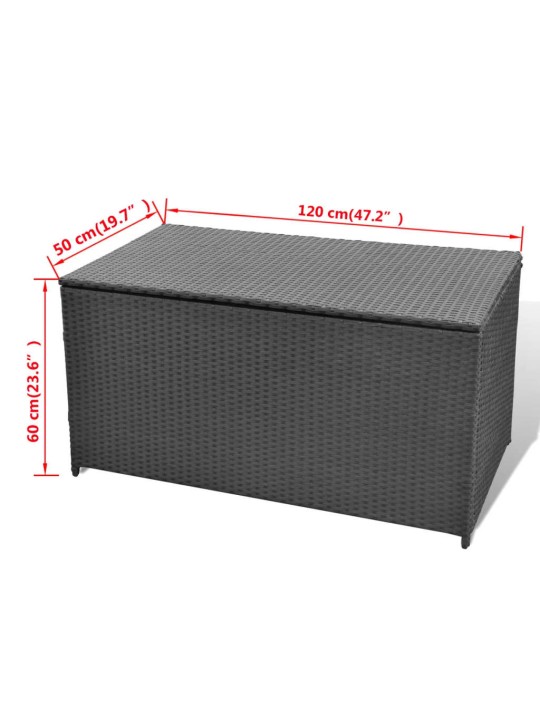 Zahradní úložný box černý 120 x 50 x 60 cm polyratan