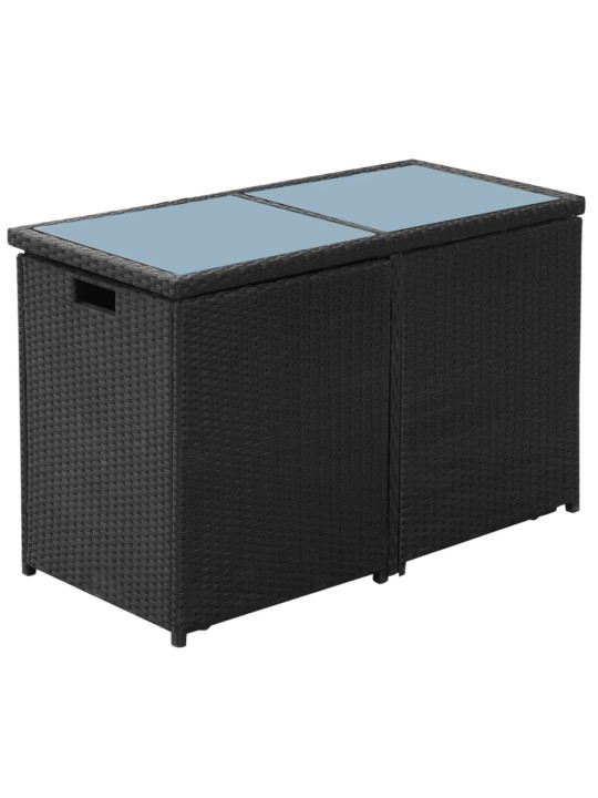 3dílný bistro set s poduškami polyratan černý