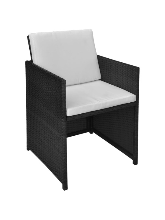 3dílný bistro set s poduškami polyratan černý