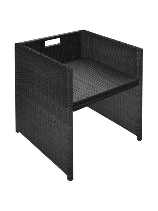 3dílný bistro set s poduškami polyratan černý