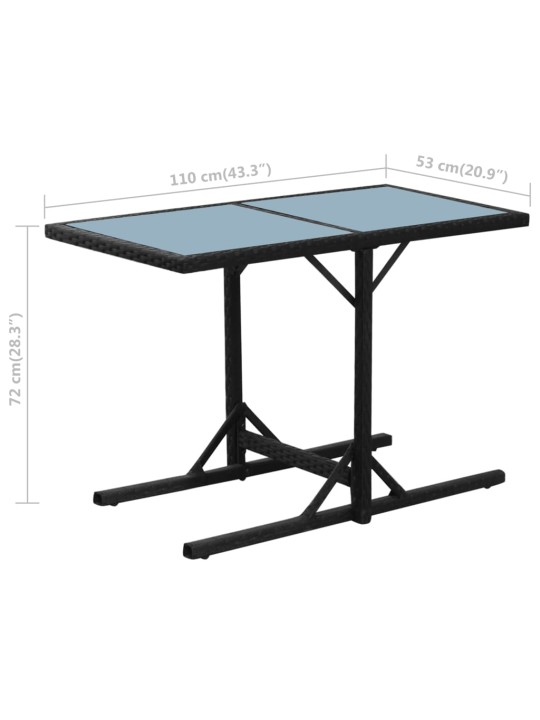 3dílný bistro set s poduškami polyratan černý