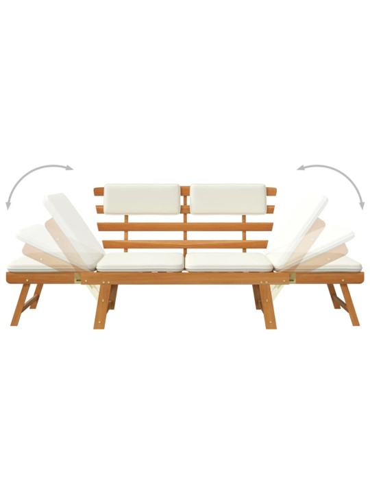 Zahradní lavice s polštářky 2-v-1 190 cm masivní akácie