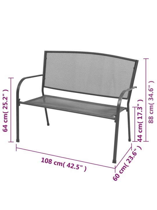 Zahradní lavice 108 cm ocel a pletivo antracitová