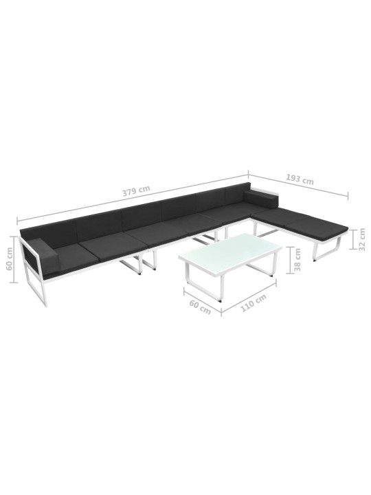 5dílná zahradní sedací souprava textilen hliník černá