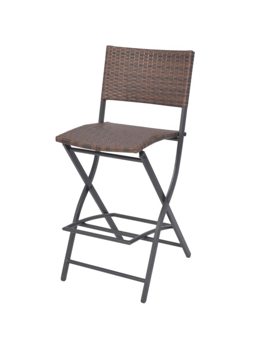 7dílný skládací zahradní jídelní set ocel polyratan hnědý