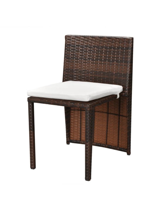 3dílný bistro set s poduškami polyratan hnědý