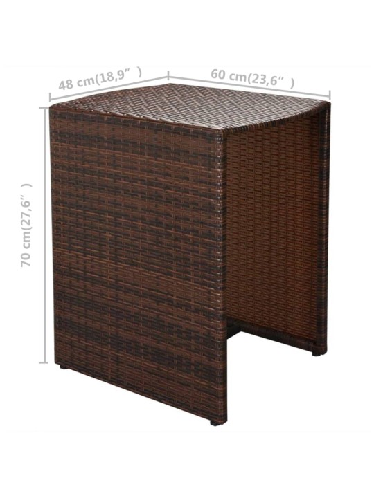 3dílný bistro set s poduškami polyratan hnědý