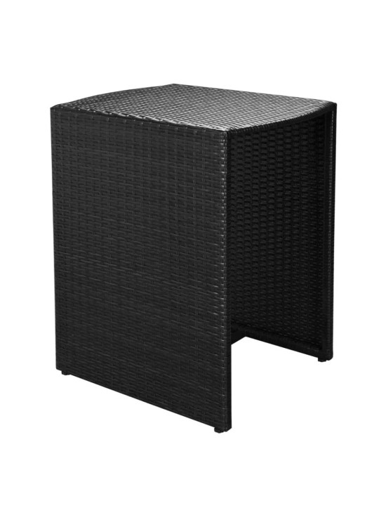 3dílný bistro set s poduškami polyratan černý