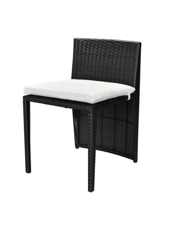 3dílný bistro set s poduškami polyratan černý