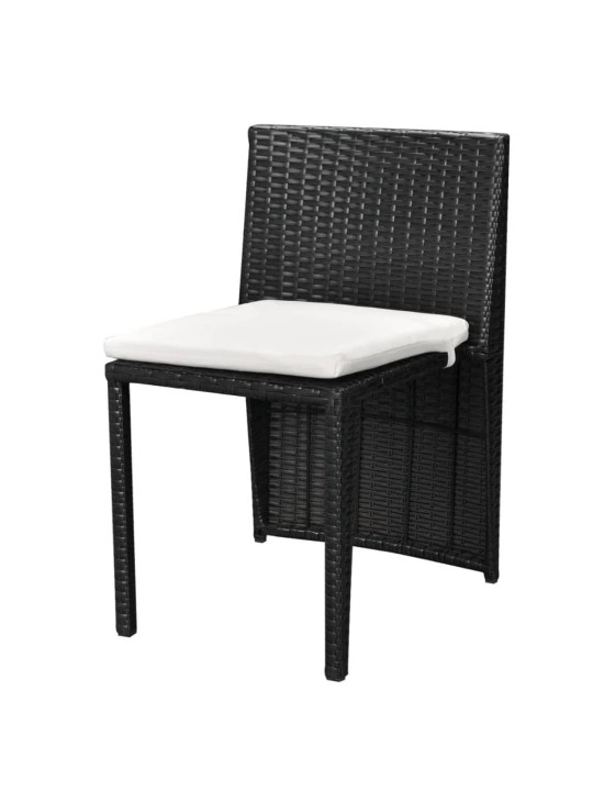 3dílný bistro set s poduškami polyratan černý