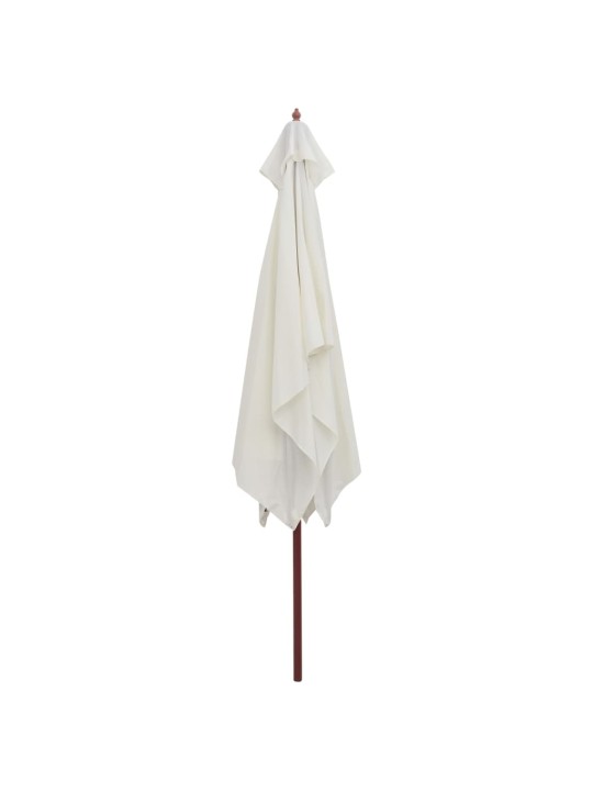 Slunečník 200 x 300 cm s dřevěnou tyčí krémově bílý