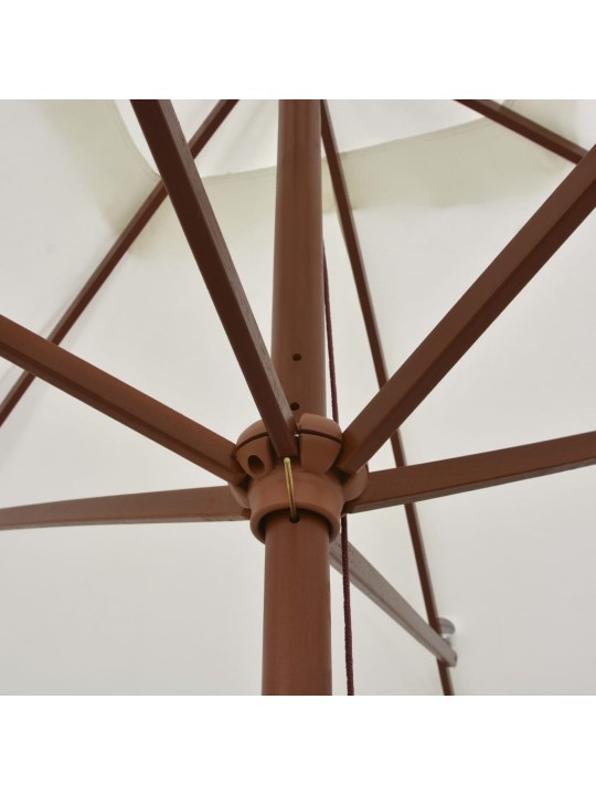 Slunečník 200 x 300 cm s dřevěnou tyčí krémově bílý