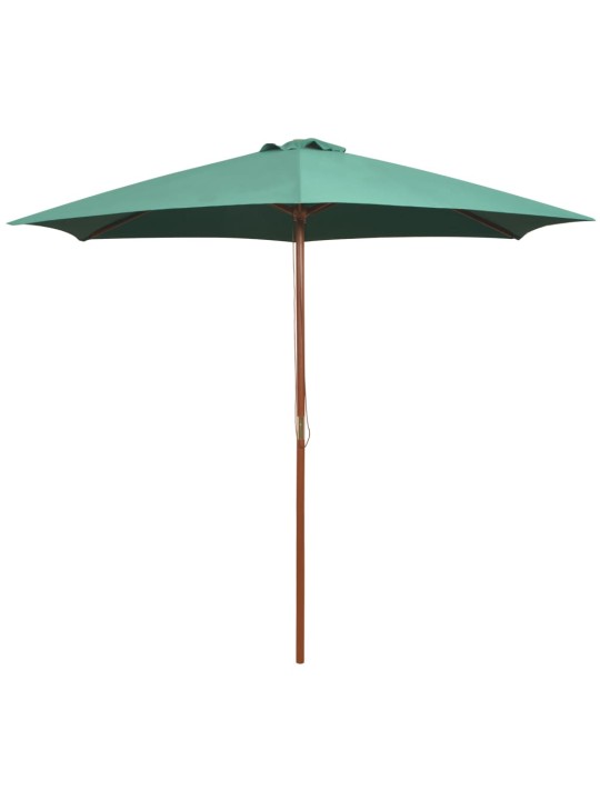 Slunečník 270 x 270 cm s dřevěnou tyčí zelený