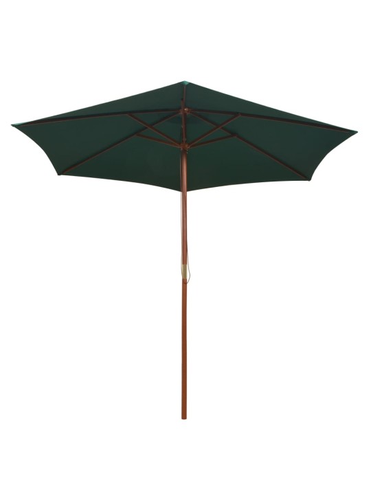 Slunečník 270 x 270 cm s dřevěnou tyčí zelený
