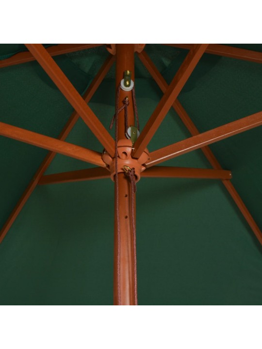 Slunečník 270 x 270 cm s dřevěnou tyčí zelený