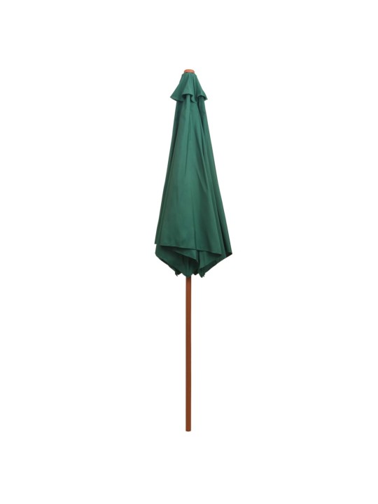 Slunečník 270 x 270 cm s dřevěnou tyčí zelený