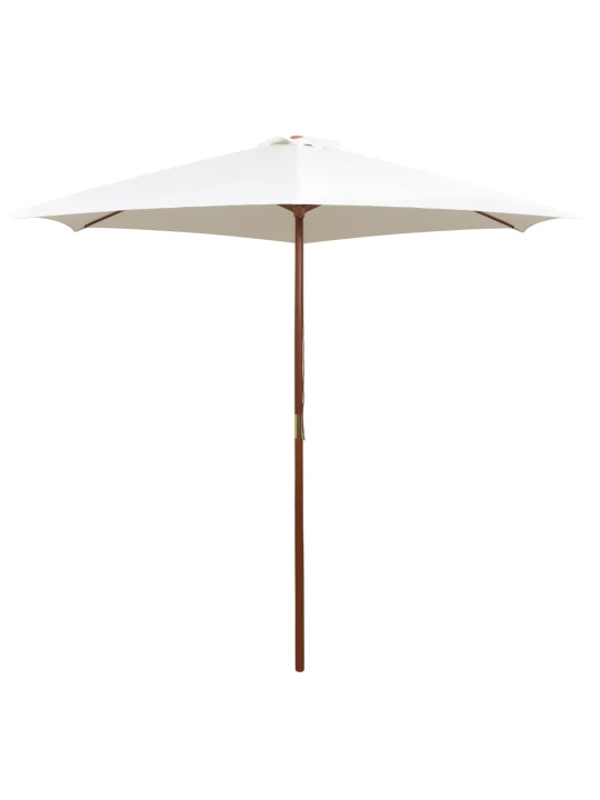 Slunečník 270 x 270 cm s dřevěnou tyčí krémově bílý