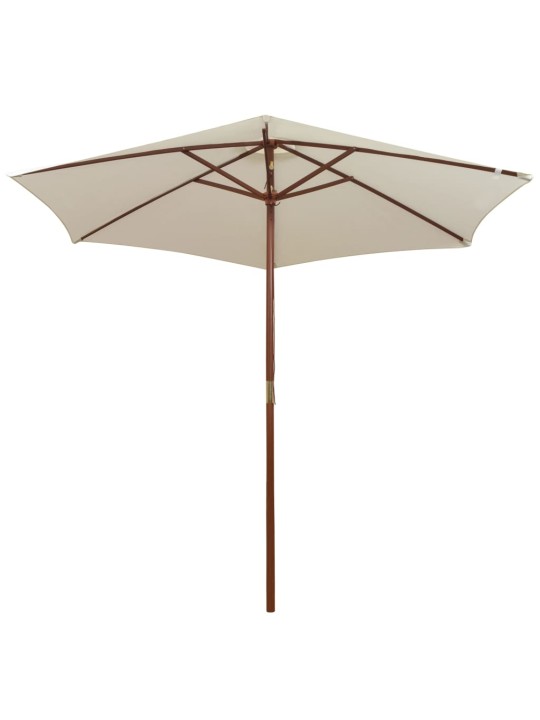 Slunečník 270 x 270 cm s dřevěnou tyčí krémově bílý