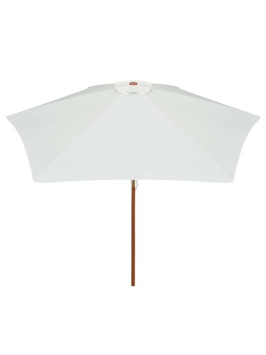 Slunečník 270 x 270 cm s dřevěnou tyčí krémově bílý