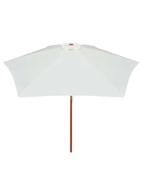 Slunečník 270 x 270 cm s dřevěnou tyčí krémově bílý