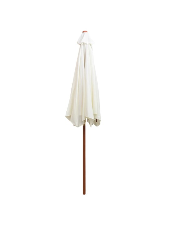 Slunečník 270 x 270 cm s dřevěnou tyčí krémově bílý